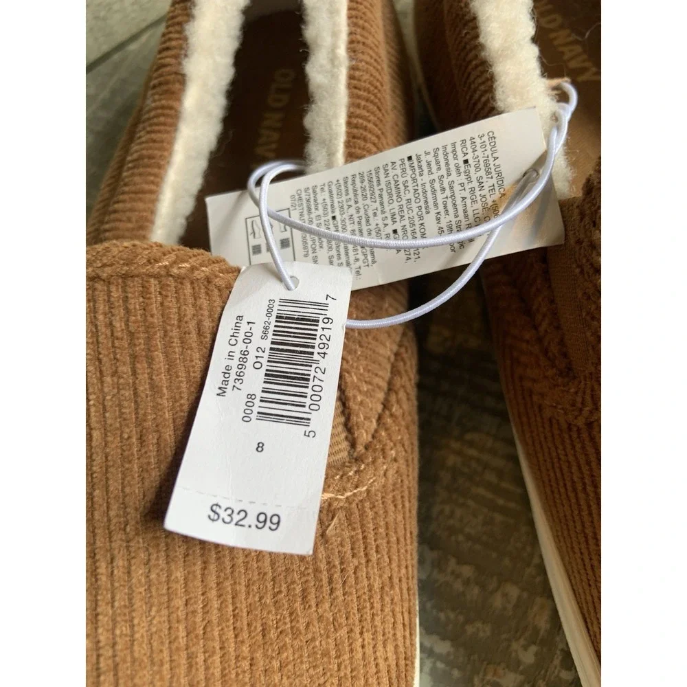 Old Navy Corduroy Shoes Brown Size Women's 8 Slip On Fur Lined New NWT Sneakers‎